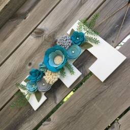 Monogram Wreath, Felt Flower Letter, Floral Baby Girl Nursery Monogram, Letters Wall Decor, Decor - thumbnail 2