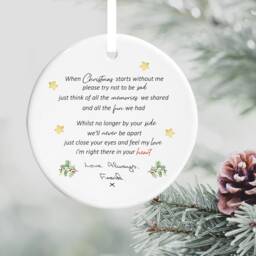 Personalised Handwriting When Christmas Starts Without Me Poem Remembrance Memorial Tree Ceramic Keepsake Bauble Ornament Gift - thumbnail 2