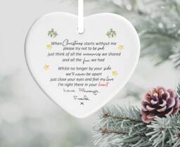 Personalised Handwriting When Christmas Starts Without Me Poem Remembrance Memorial Tree Ceramic Keepsake Bauble Ornament Gift - thumbnail 1