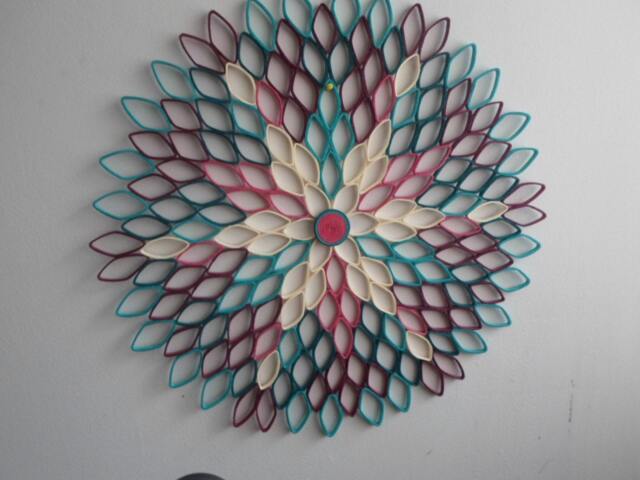 Teal Dahlia Wall Art Geometric Ombre Paper Flower Decor - image 1