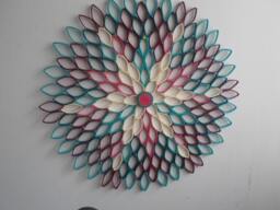 Teal Dahlia Wall Art Geometric Ombre Paper Flower Decor - thumbnail 1