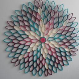 Teal Dahlia Wall Art Geometric Ombre Paper Flower Decor - thumbnail 4