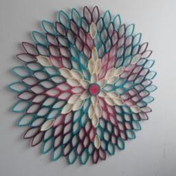 Teal Dahlia Wall Art Geometric Ombre Paper Flower Decor - thumbnail 2