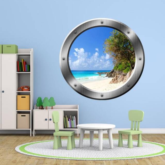 Tropical Island Wall Decal Beach Sticker Porthole Decor Vwaq-Sp35 - image 1