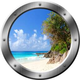 Tropical Island Wall Decal Beach Sticker Porthole Decor Vwaq-Sp35 - thumbnail 2
