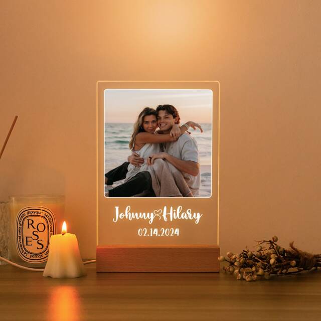 Custom Photo Night Light, Couple Gift For Boyfriend, Collage Gift, Plaque Engagement For Him/Her, Ideal - image 1
