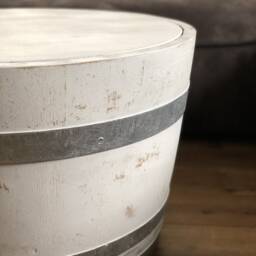 Wine Barrel Coffee Table With Wooden Lid Shabby White - thumbnail 3