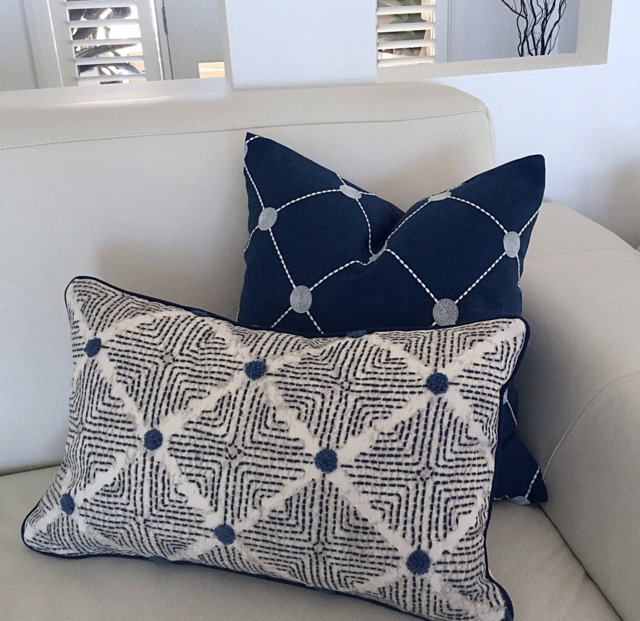 Embroidered Navy Linen Cushion Cover, Luxe Home Decor - image 1