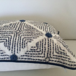 Embroidered Navy Linen Cushion Cover, Luxe Home Decor - thumbnail 3
