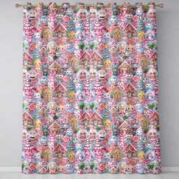 Cute Christmas Gingerbread Candy Blue Background Seamless Pattern Readymade Eyelet Ring Top Thermal 100% Blackout Curtains - thumbnail 2
