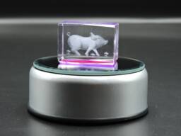 Mini 3D Glass Laser Cube - Pig