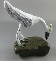 Hand Painted River Stone Bird Sculpture, Signed Folk Art - thumbnail 1