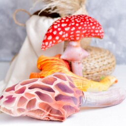 Morel Mushroom Pillow Velvet Woodland Nursery Decor - thumbnail 4