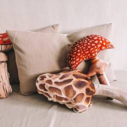 Morel Mushroom Pillow Velvet Woodland Nursery Decor - thumbnail 2