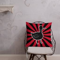 Throw Pillow Odd Duck Bird Goose Folk Art Birthday Housewarming Whimsical Creepy Cute Quirky Funny Home Decor Weird Black Weirdcore - thumbnail 2