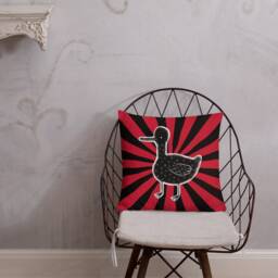 Throw Pillow Odd Duck Bird Goose Folk Art Birthday Housewarming Whimsical Creepy Cute Quirky Funny Home Decor Weird Black Weirdcore - thumbnail 3