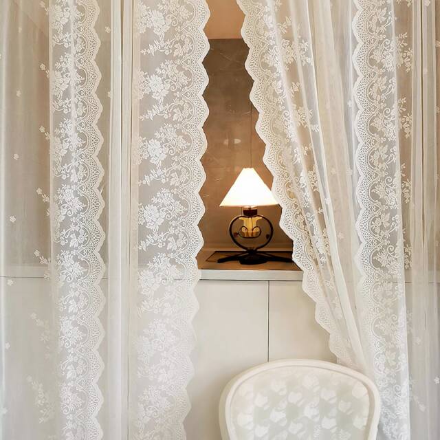 Elegant Sheer Floral Lace Curtain Shabby Chic Window Drape - image 1