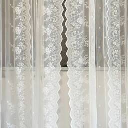 Elegant Sheer Floral Lace Curtain Shabby Chic Window Drape - thumbnail 2