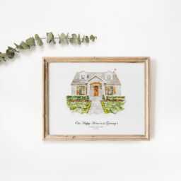 Grandparent Christmas Gift, Personalised Watercolour House Portrait, Grandmother Home Print, Sketch Grandchildren Gift For Nanny Nan - thumbnail 2