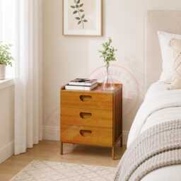 Bamboo Bedside Table, 3 Drawer Nightstand Storage Cabinet, Wooden End Side Bedroom Organizer