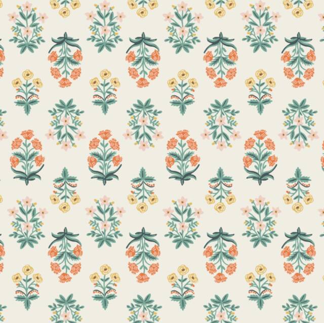 Rifle Paper Co. Floral Baby Crib Sheet Peach, Green & Yellow Cotton - image 1