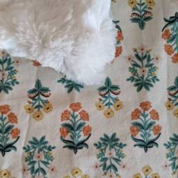 Rifle Paper Co. Floral Baby Crib Sheet Peach, Green & Yellow Cotton - thumbnail 2