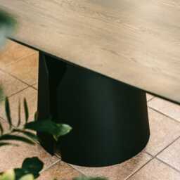 Oak Dining Table, Black Metal Base - Industrial Rustic Furniture - thumbnail 3