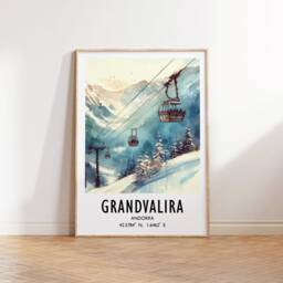 Andorra Ski Poster Print - Watercolour Alpine Art - Travel Wall Artwork Skiing Gifts Grandvalira Alps Decor Resort Snowboarding - thumbnail 2