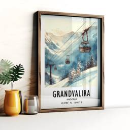 Andorra Ski Poster Print - Watercolour Alpine Art - Travel Wall Artwork Skiing Gifts Grandvalira Alps Decor Resort Snowboarding - thumbnail 3