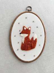 Felted Fox Nursery Wall Art - Handmade Needle Felt Embroidery Hoop Heirloom Baby Room D??cor - thumbnail 1
