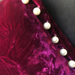 Red Velvet Pillow Cushion With Pearls Decor - thumbnail 2
