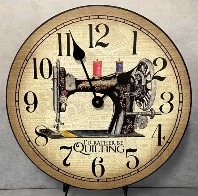 I'd Rather Be Quilting Wall Clock, 8 Sizes, Lifetime Warranty, Quiet, Non-Ticking, Free Personalization, Made in The Usa - image 1