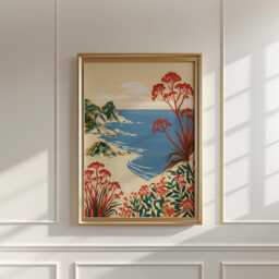 Coastal Wildflower Poster, Beach Landscape Print, Seaside Wall Art - thumbnail 2