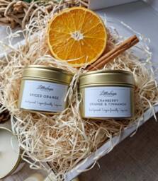Christmas Candle Gift Box Set, Vegan Soy Wax, Spiced Orange & Cranberry - thumbnail 1
