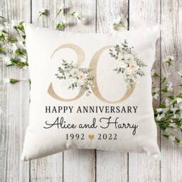 Personalized 30Th Anniversary Linen Cushion, Keepsake Gift