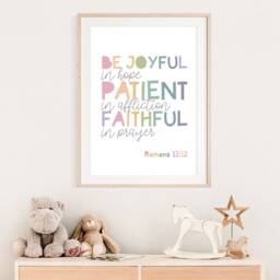 Be Joyful in Hope Patient Affliction Faithful Prayer, Christian Wall Art, Nursery Prints, Bible Verse Print, Girls Bedroom - thumbnail 3