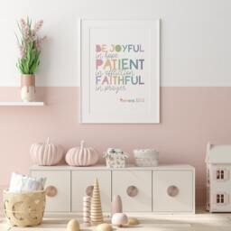 Be Joyful in Hope Patient Affliction Faithful Prayer, Christian Wall Art, Nursery Prints, Bible Verse Print, Girls Bedroom - thumbnail 2
