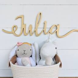 Custom Birch Wood Baby Name Sign Elegant Nursery Wall Art Decor For Boys & Girls, Kids Sign - thumbnail 2