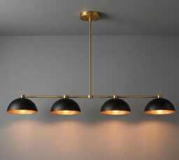 4 Light Mid Century Modern Pendant Fixture Handcrafted Black Brass Linear Chandelier - thumbnail 1