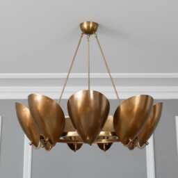 Modern 9 Light Circle Shade Pendant Mid Century Brass Sputnik Chandelier Light Fixture - thumbnail 2