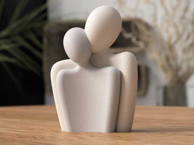 Minimalist Loving Couple Statue Abstract Embrace Sculpture, Modern Art Figurine, Valentines - image 1