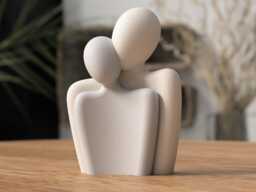 Minimalist Loving Couple Statue Abstract Embrace Sculpture, Modern Art Figurine, Valentines - thumbnail 1