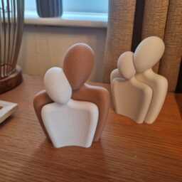 Minimalist Loving Couple Statue Abstract Embrace Sculpture, Modern Art Figurine, Valentines - thumbnail 4