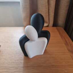 Minimalist Loving Couple Statue Abstract Embrace Sculpture, Modern Art Figurine, Valentines - thumbnail 3