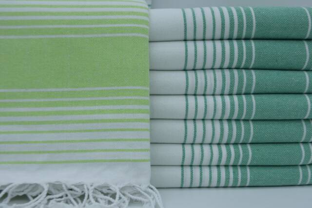 Turkish Towel, Beach Towel, Turkish Peshtemal, Green Peshtemal, Hammam Towel, Sauna Towel, Handmade Towel, 38 - image 1