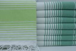 Turkish Towel, Beach Towel, Turkish Peshtemal, Green Peshtemal, Hammam Towel, Sauna Towel, Handmade Towel, 38 - thumbnail 1