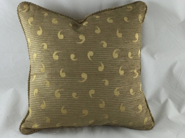 Jacquard Weave Cushion Cover, Old Gold Upholstery Pillow, Self Piped 18x18 - image 1