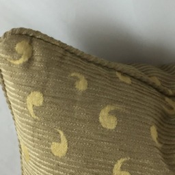 Jacquard Weave Cushion Cover, Old Gold Upholstery Pillow, Self Piped 18x18 - thumbnail 2