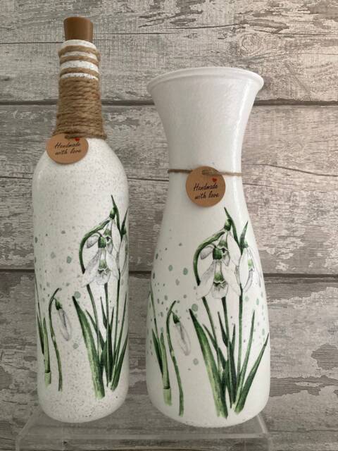 Snowdrop Vase & Light Up Bottle Set, Gifts, Mother's Day Gifts , Xmas Snowdrops - image 1