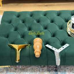 Handmade Burnt Orange Chesterfield Velvet Footstool Luxury Ottoman Coffee Table - thumbnail 2